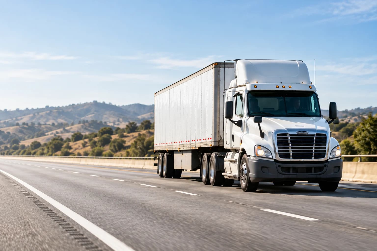 Illustrative tractor-trailer on a generic road